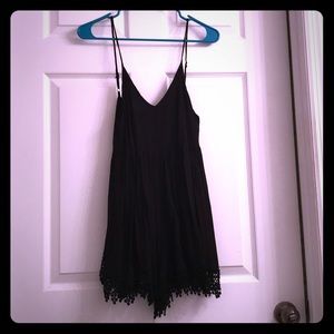 Black lace trimmed romper
